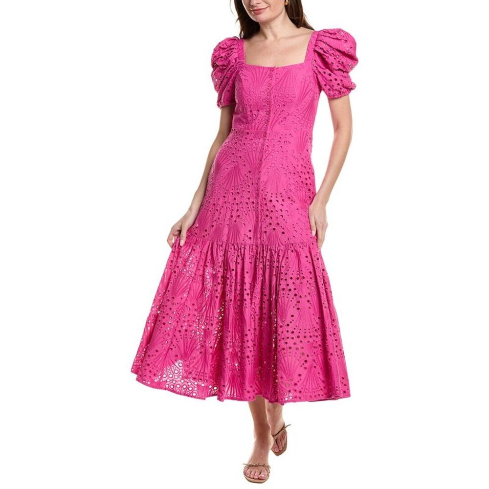 Tyler Böe Womens  Cleo Eyelet Midi Dress, Pink